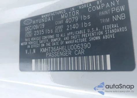 2020 Hyundai Veloster N из США, поврежденный, VIN KMHT36AH6LU006390